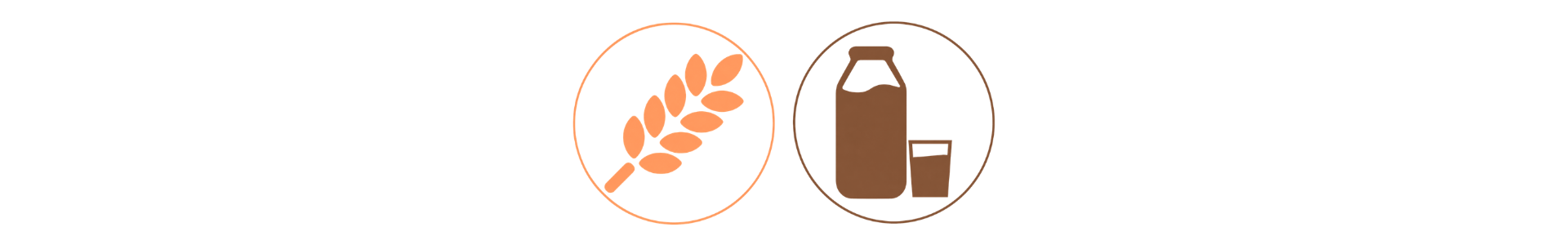 Iconos de alérgenos para el bocadillo especial: cereales y lácteos, en formato circular sobre fondo transparente.