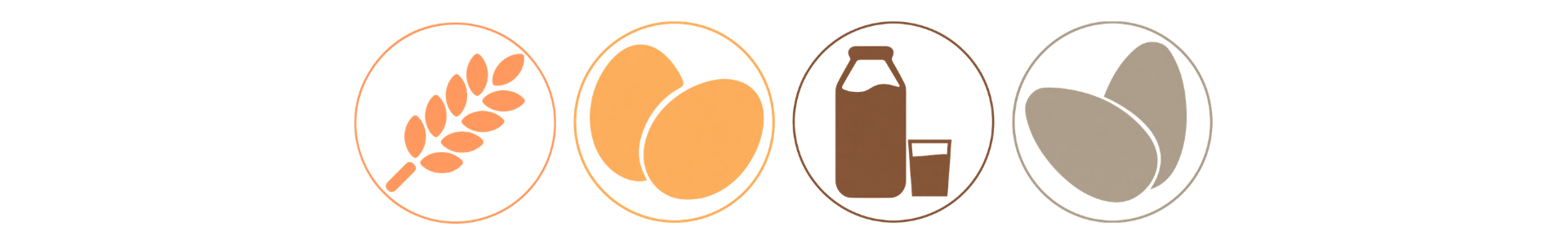 Iconos de alérgenos para la hamburguesa retinta: cereales, huevos, lácteos y sésamo, en formato circular sobre fondo negro.